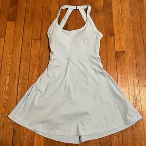HALARA Light Blue Scoop Neck Mini Dress